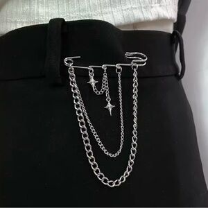 Safety Pin Tassels Star Brooch Pin